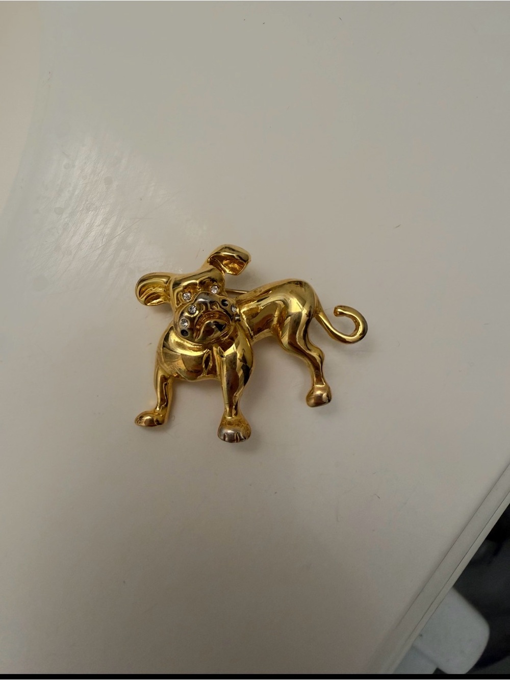 Gold Dog Brooch Pin with Rhinestone Accents - Pets Dog Accessory